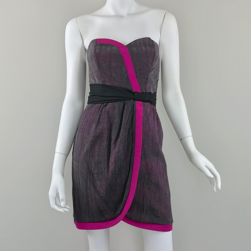 {Hype} Metallic Strapless Tulip Hem Cocktail Dress